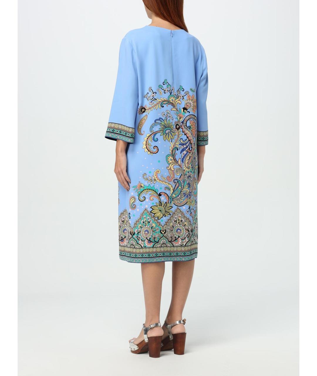 ETRO Голубое вискозное повседневное платье, фото 4