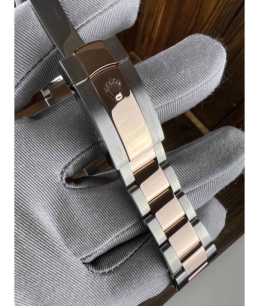 ROLEX Черные часы из розового золота, фото 9