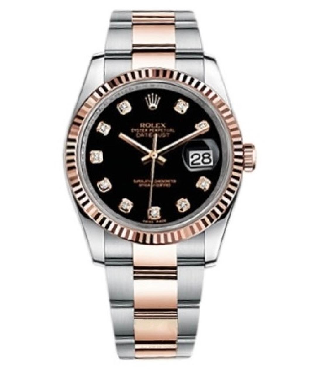 ROLEX Черные часы из розового золота, фото 1