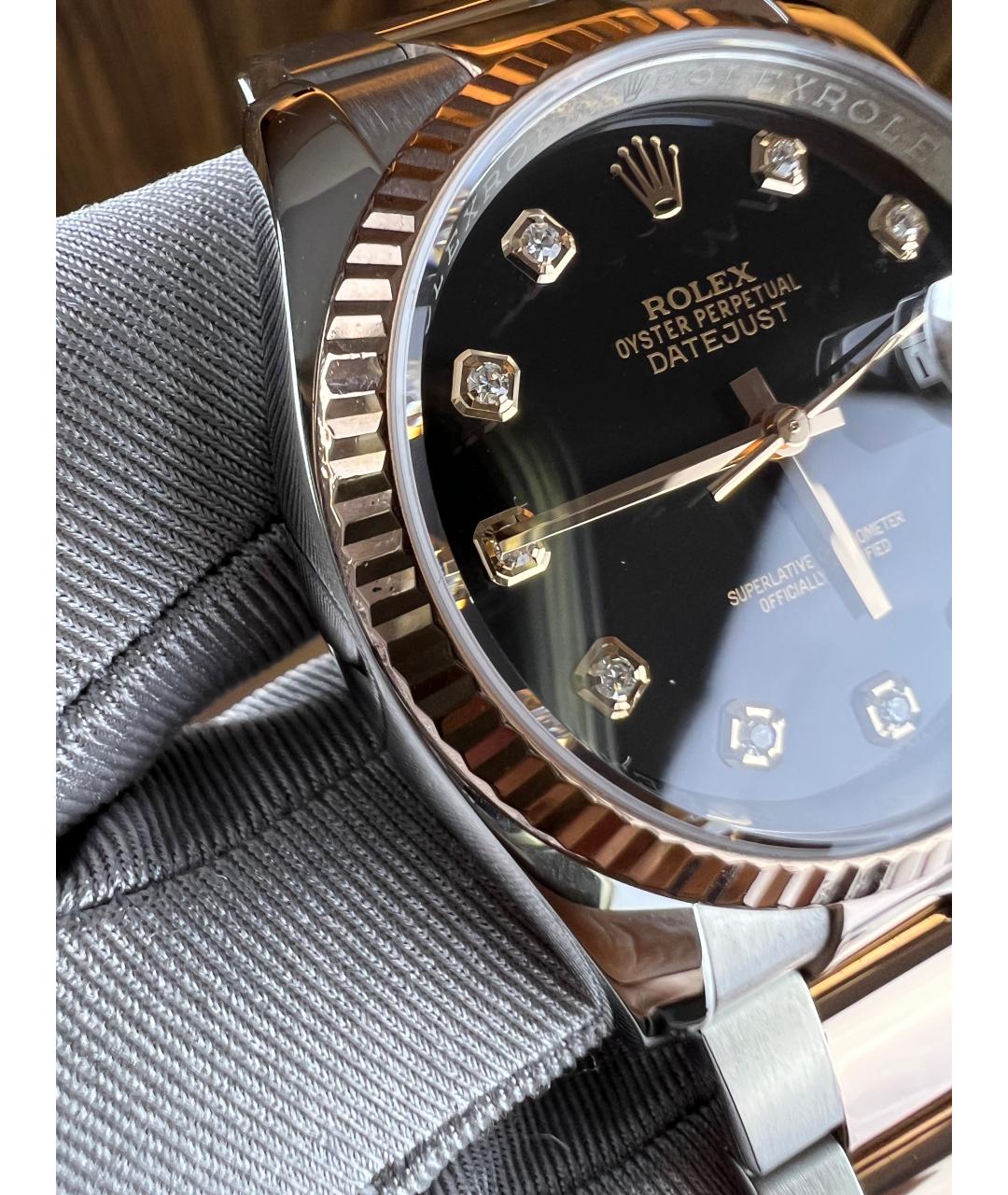 ROLEX Черные часы из розового золота, фото 8