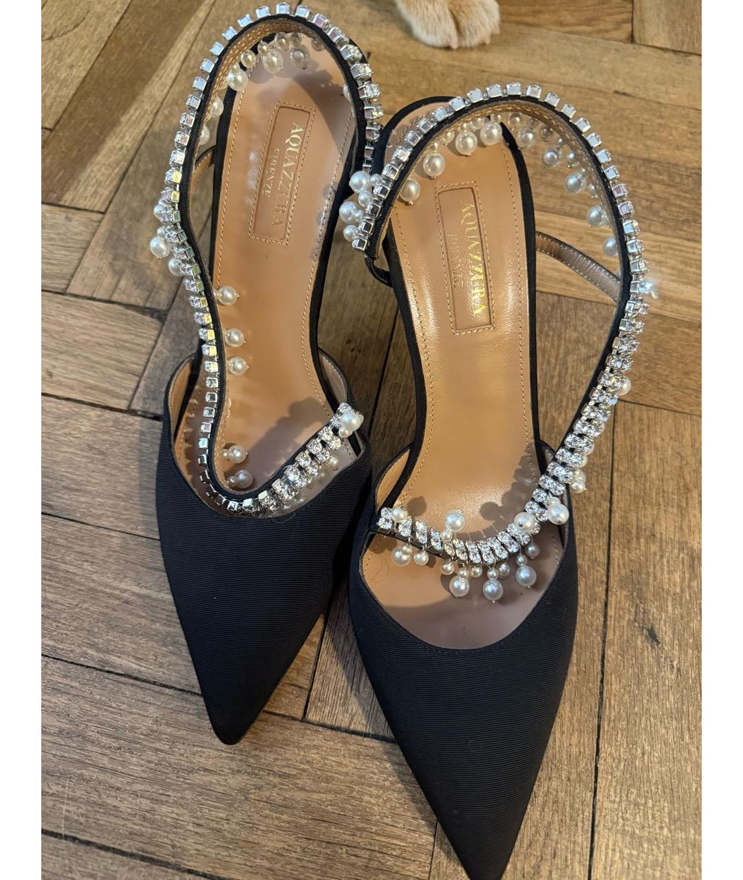 AQUAZZURA Черные текстильные туфли, фото 2