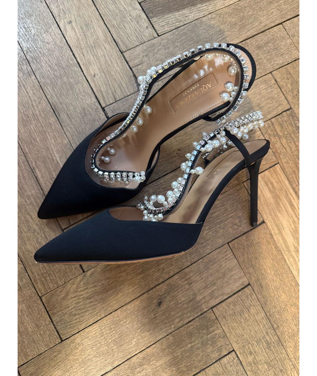 AQUAZZURA Черные текстильные туфли, фото 4