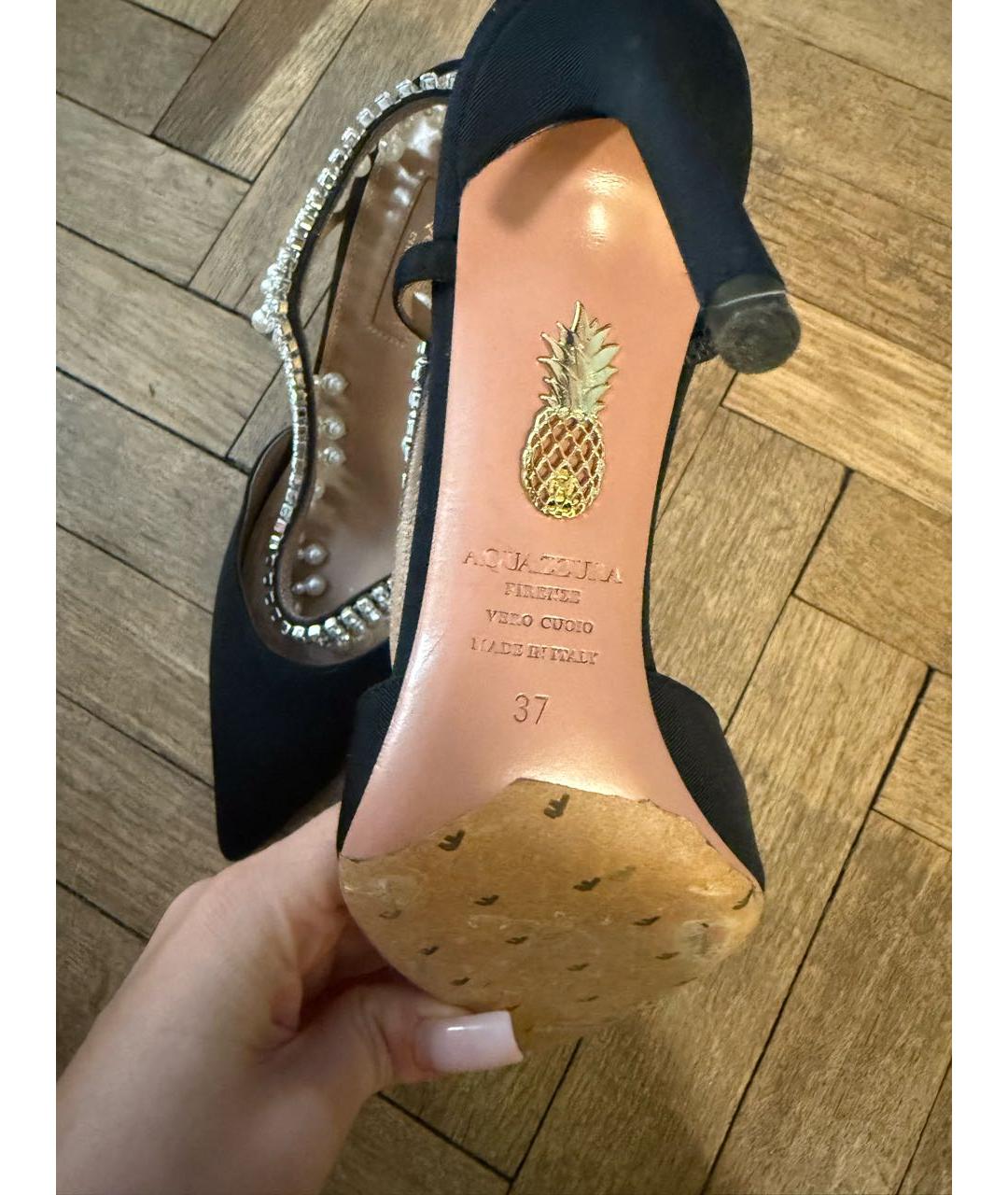AQUAZZURA Черные текстильные туфли, фото 3