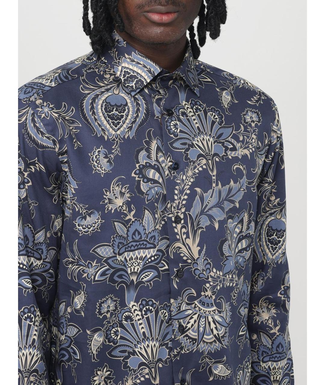 ETRO Синяя хлопковая кэжуал рубашка, фото 6