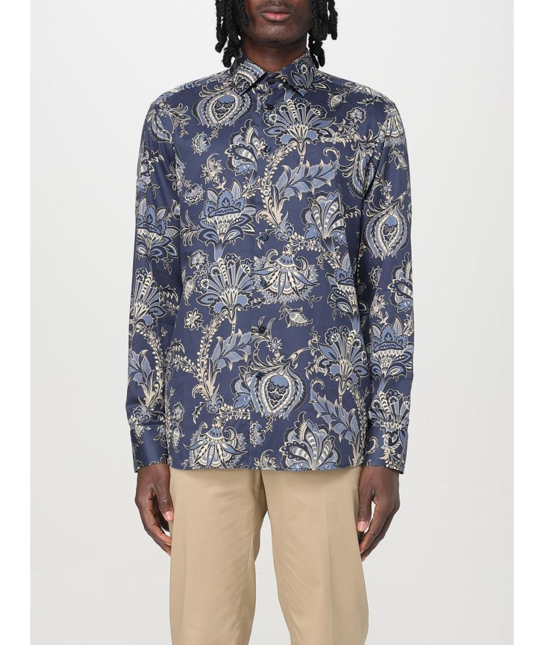 ETRO Синяя хлопковая кэжуал рубашка, фото 2