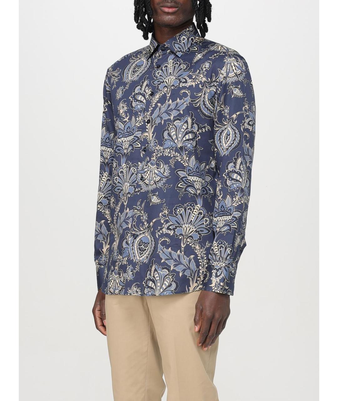 ETRO Синяя хлопковая кэжуал рубашка, фото 5