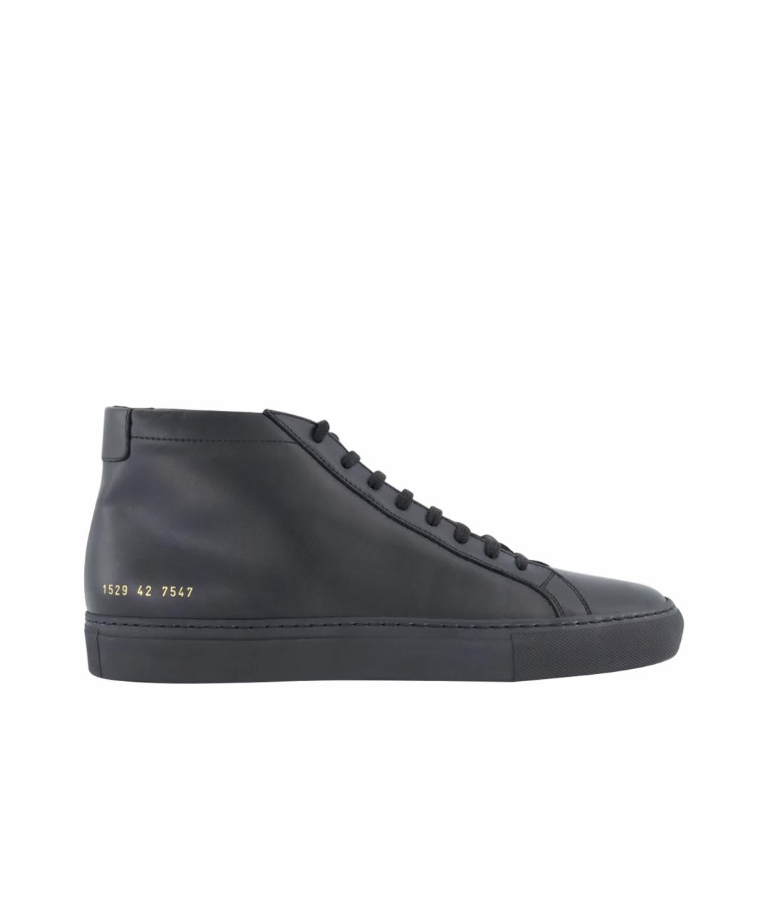 COMMON PROJECTS Темно-синие кожаные высокие кроссовки / кеды, фото 1