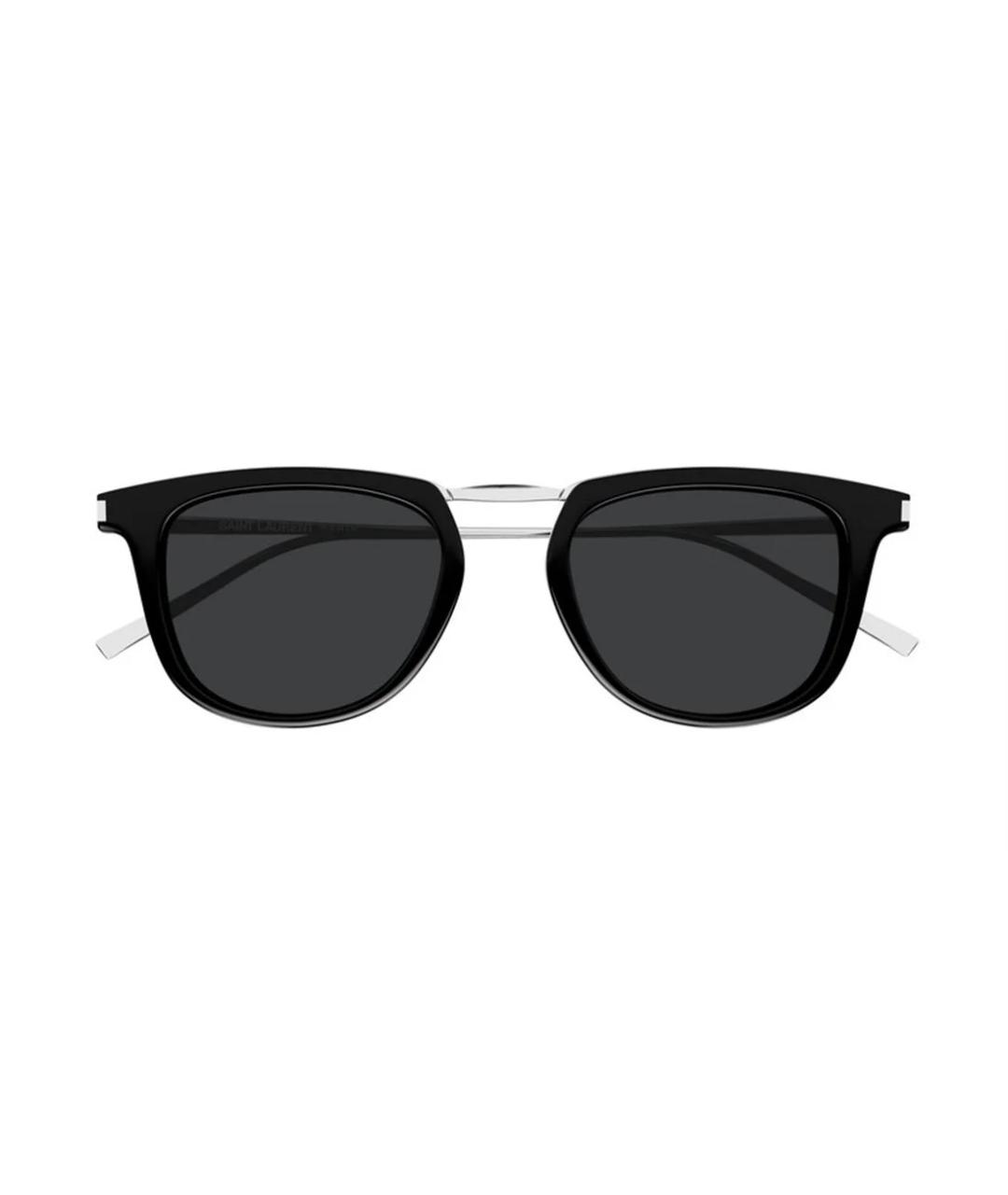SAINT LAURENT Черные металлические солнцезащитные очки, фото 2