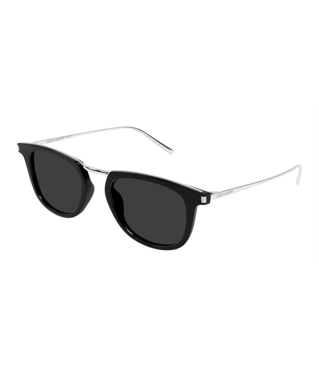 SAINT LAURENT Черные металлические солнцезащитные очки, фото 1