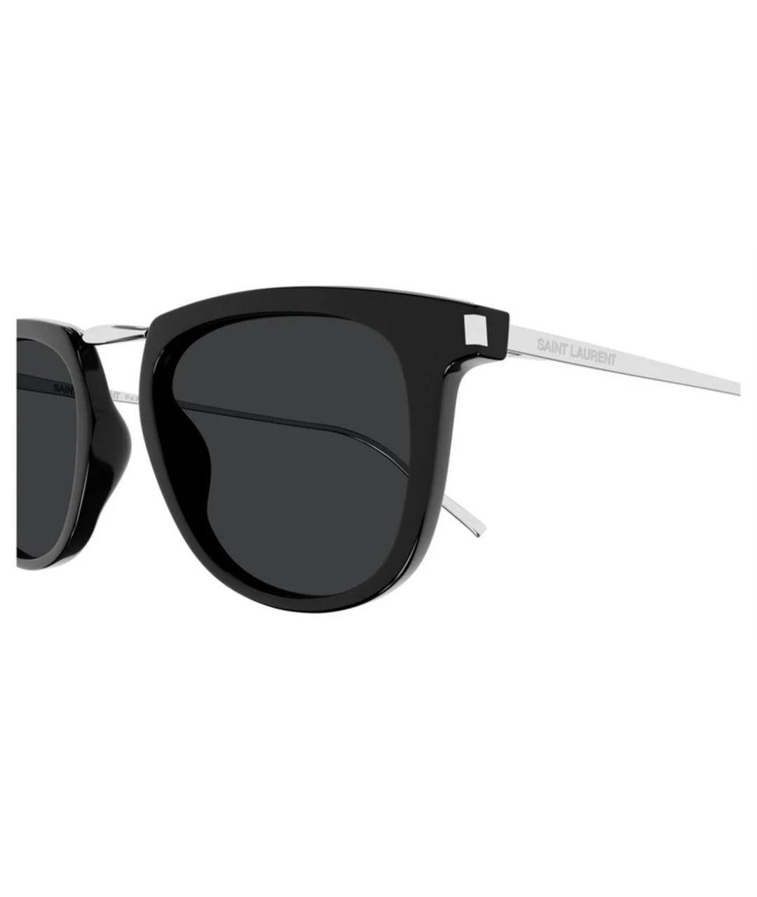 SAINT LAURENT Черные металлические солнцезащитные очки, фото 3