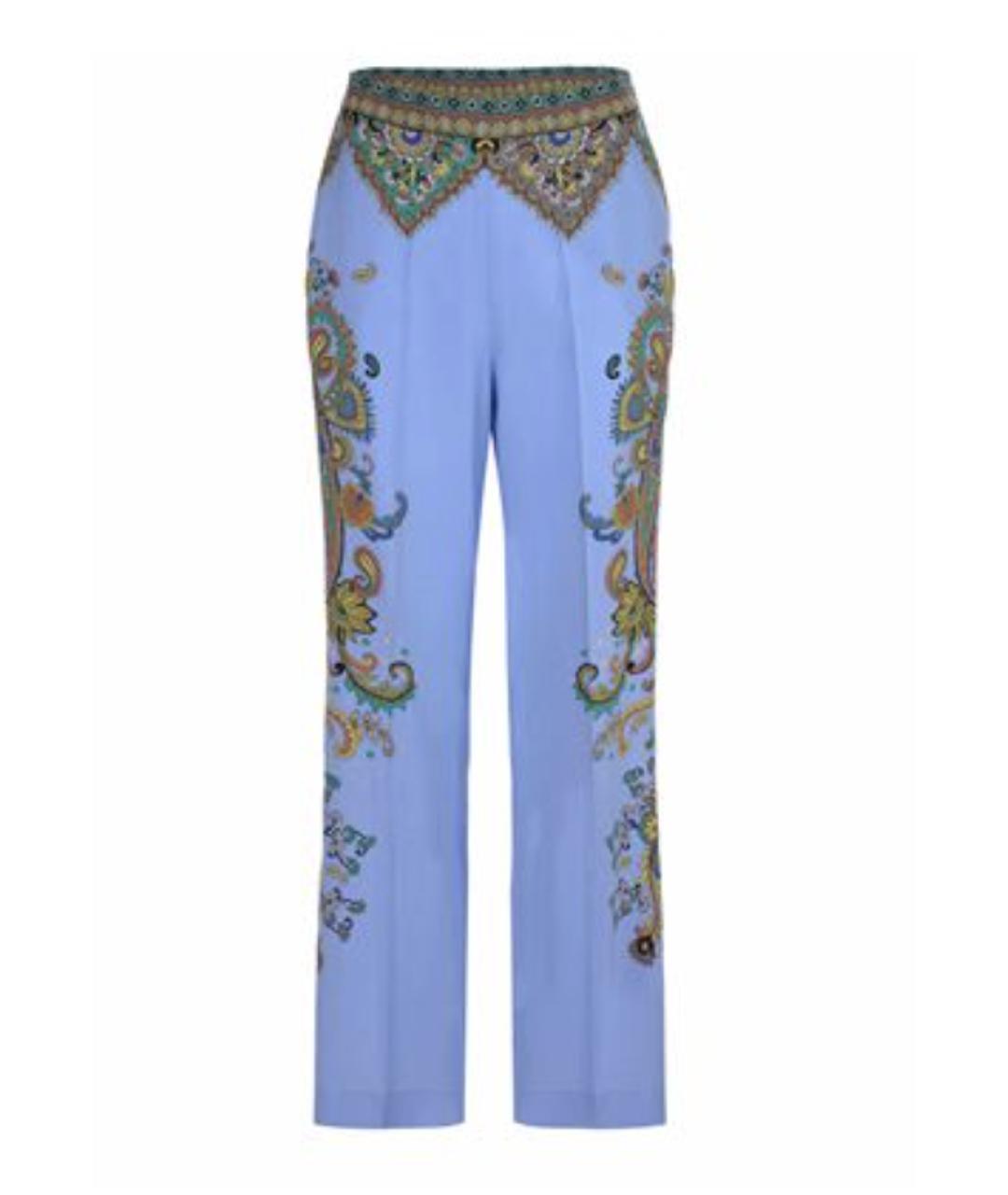 ETRO Синие шелковые прямые брюки, фото 1