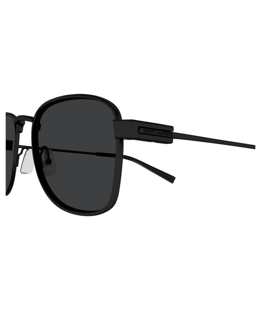 SAINT LAURENT Черные металлические солнцезащитные очки, фото 3