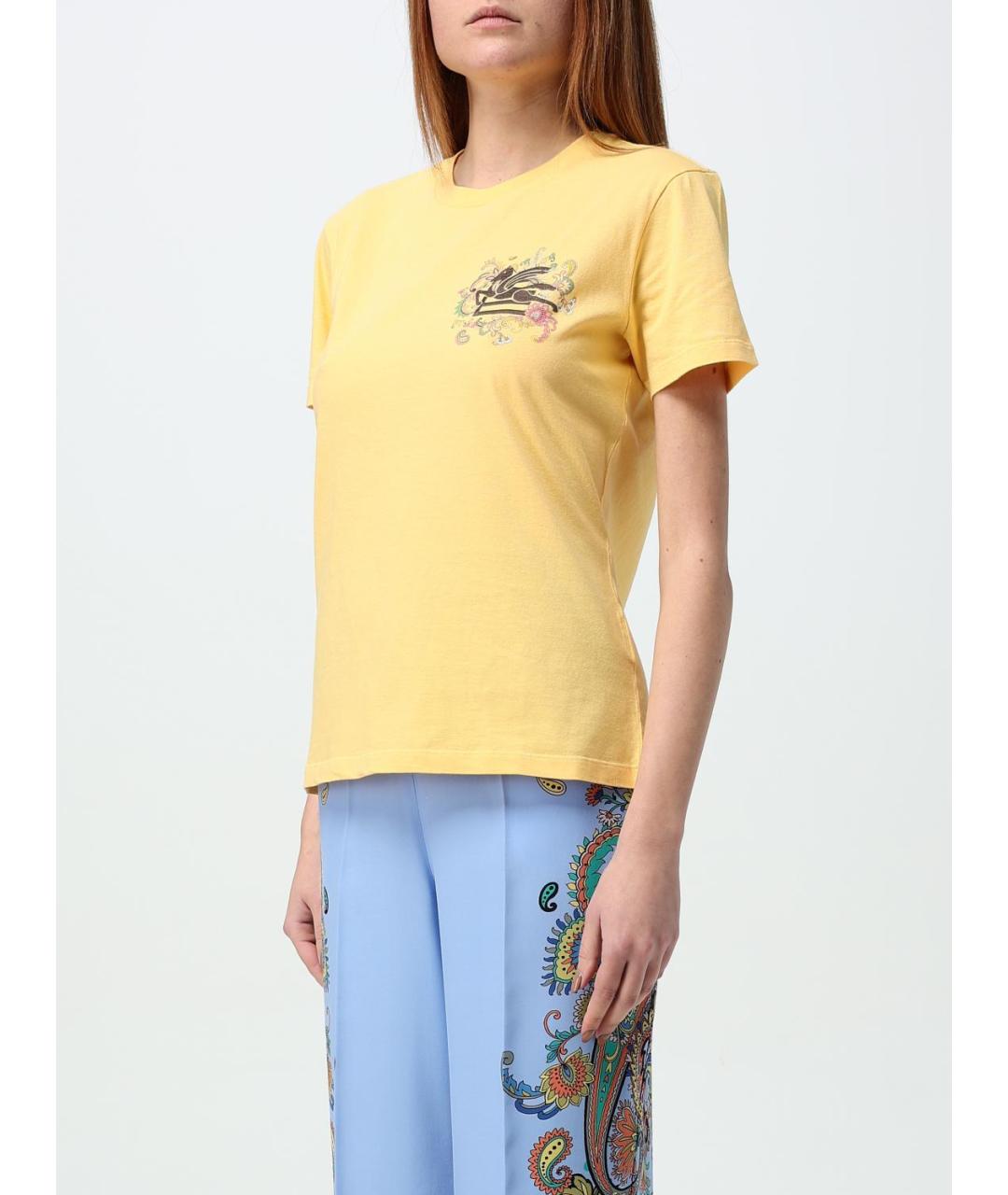 ETRO Желтая хлопковая футболка, фото 5