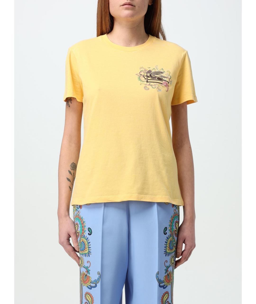 ETRO Желтая хлопковая футболка, фото 2