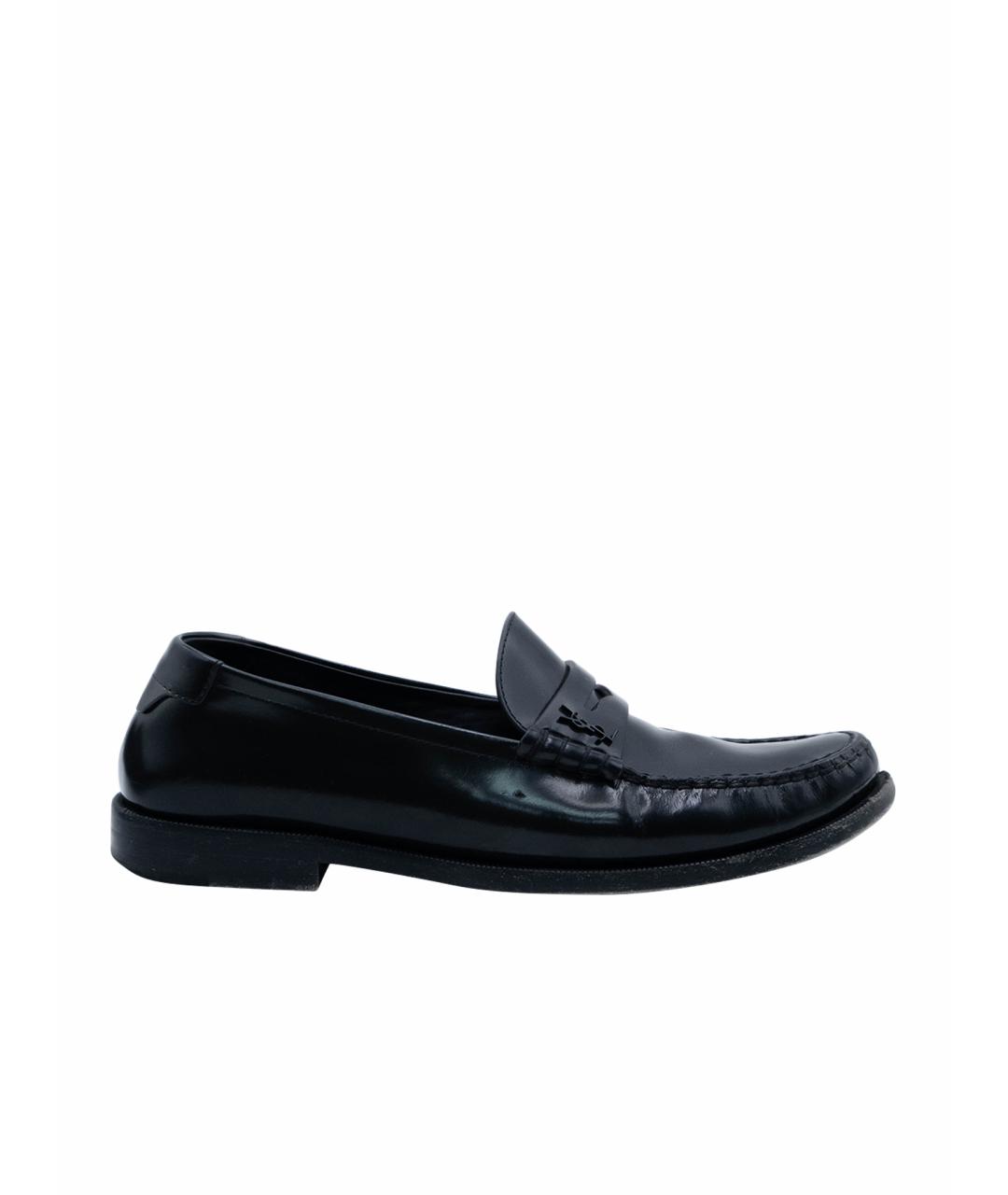 SAINT LAURENT Черные кожаные лоферы, фото 1