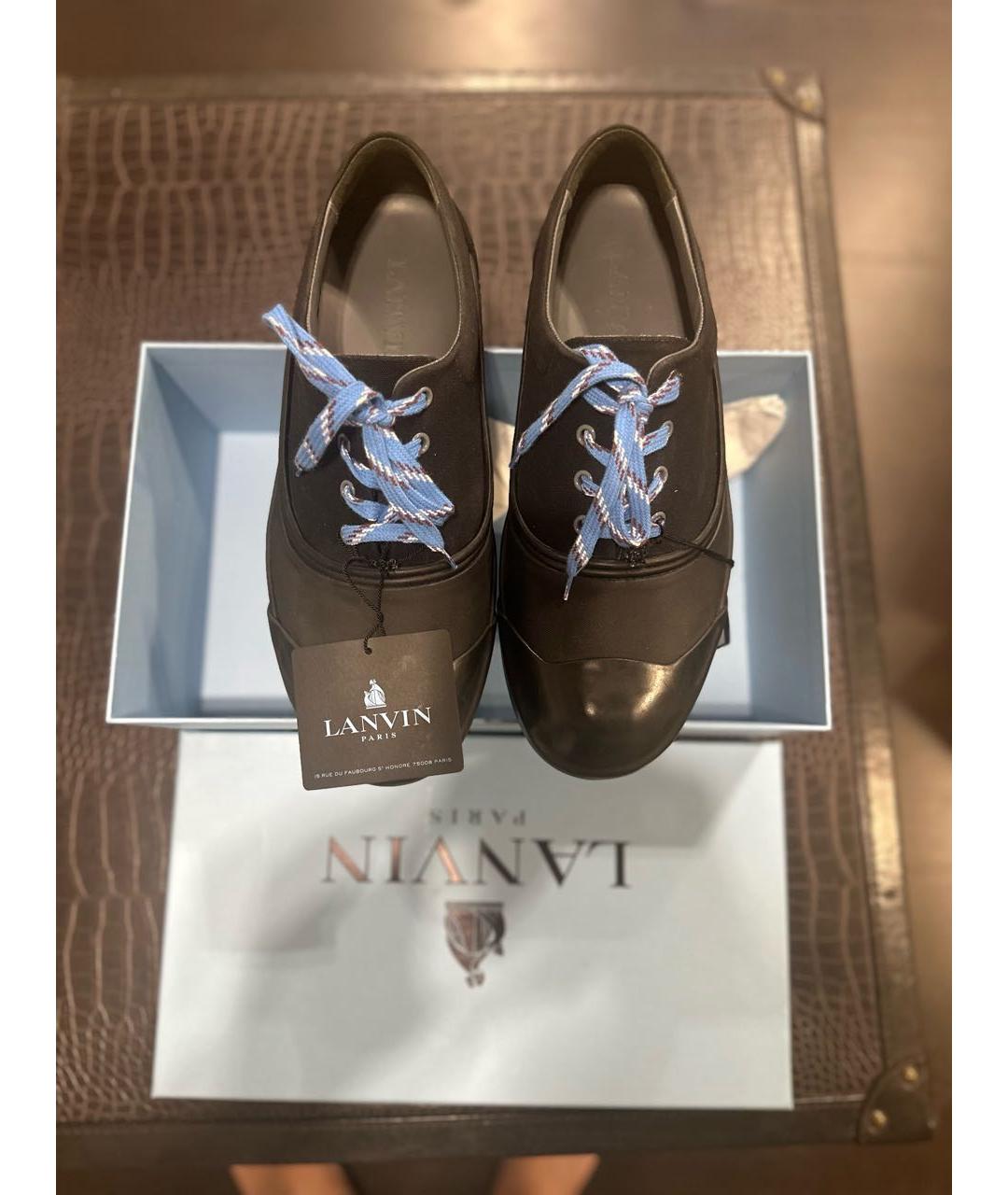 LANVIN Черные текстильные низкие кроссовки / кеды, фото 2