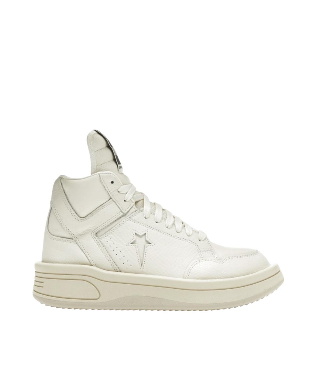 RICK OWENS Белые кожаные высокие кроссовки / кеды, фото 10