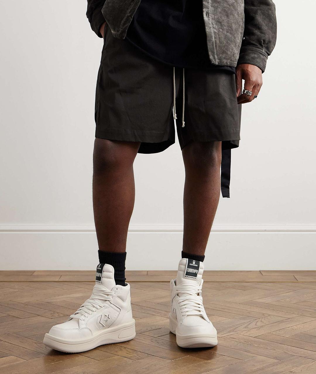 RICK OWENS Белые кожаные высокие кроссовки / кеды, фото 6