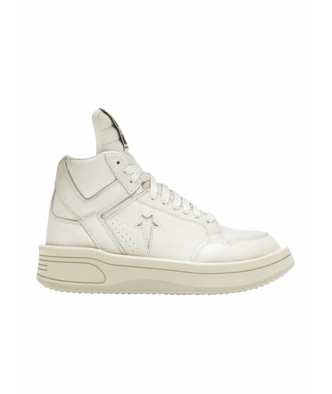 RICK OWENS Белые кожаные высокие кроссовки / кеды, фото 1