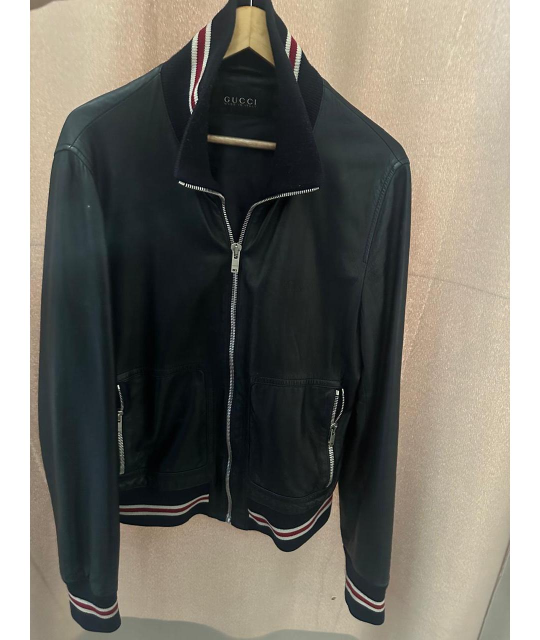 GUCCI Синяя кожаная куртка, фото 6