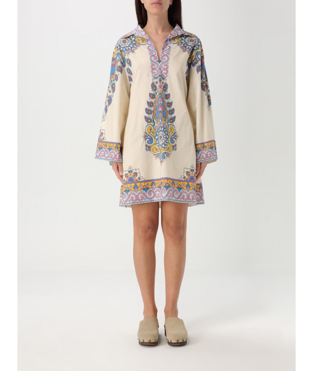 ETRO Мульти хлопко-эластановое повседневное платье, фото 2