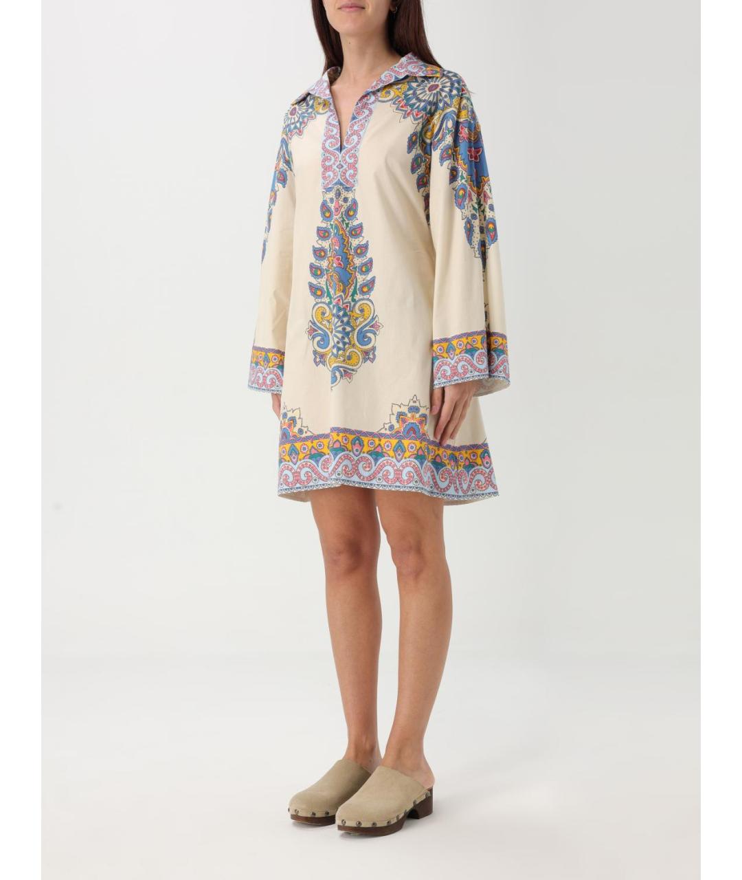 ETRO Мульти хлопко-эластановое повседневное платье, фото 4