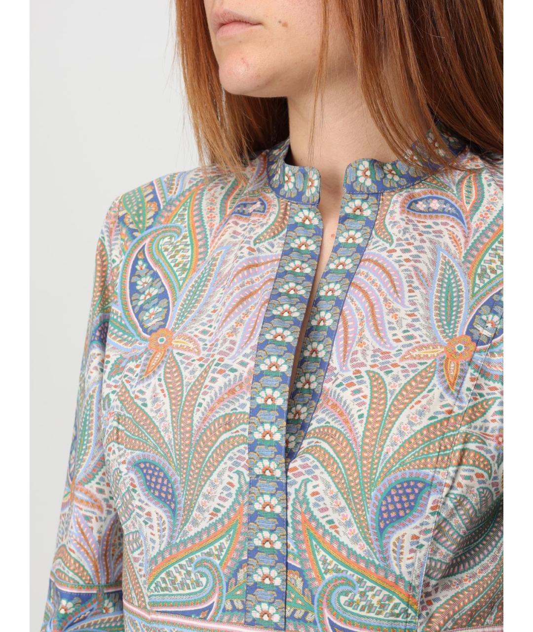 ETRO Голубое хлопковое повседневное платье, фото 5