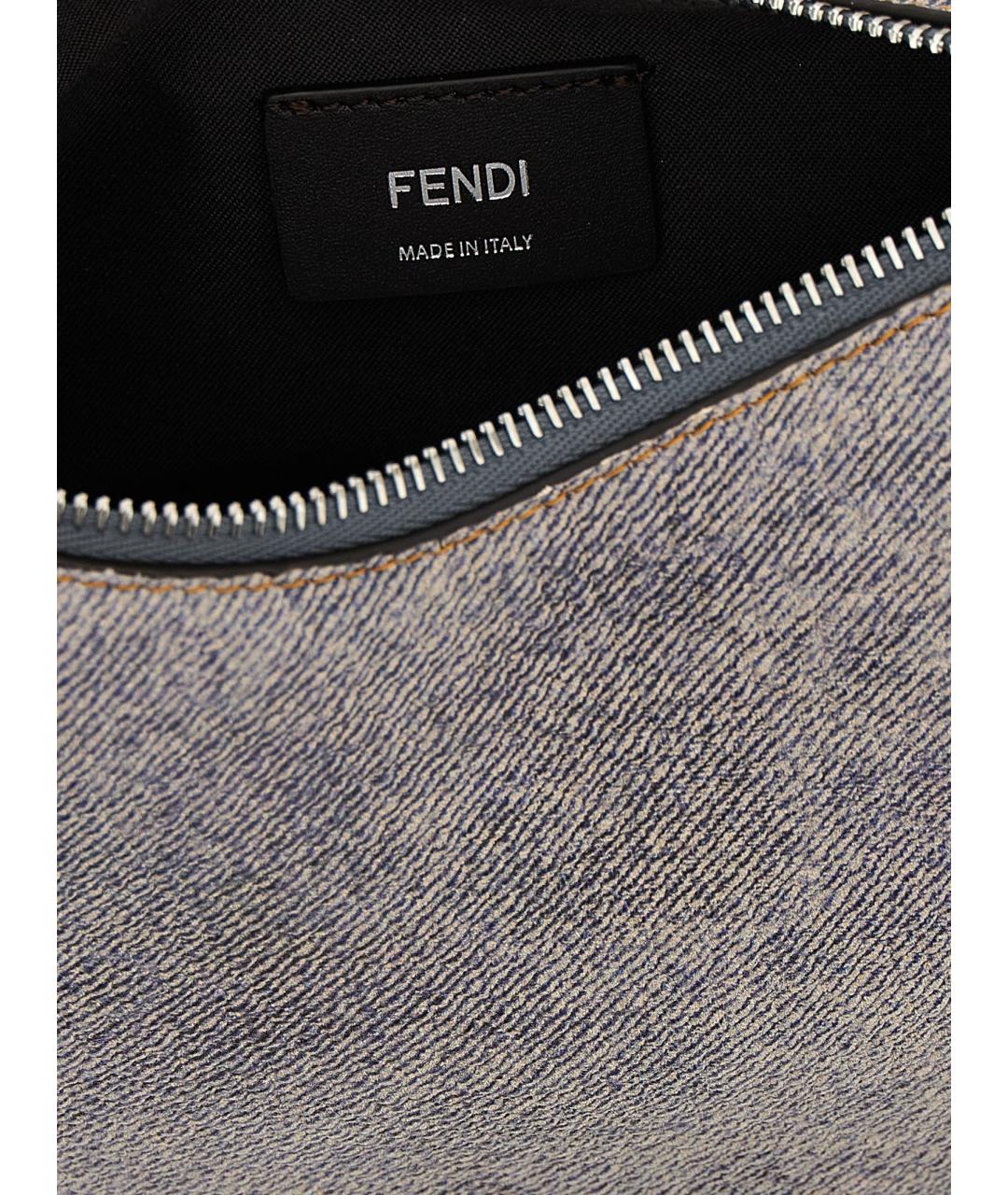 FENDI Серая деним сумка с короткими ручками, фото 4