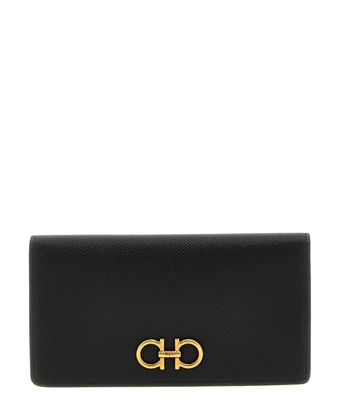 FERRAGAMO Черный кожаный кошелек, фото 1