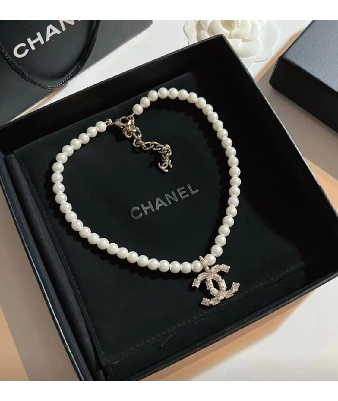 CHANEL Белая металлическая подвеска, фото 4