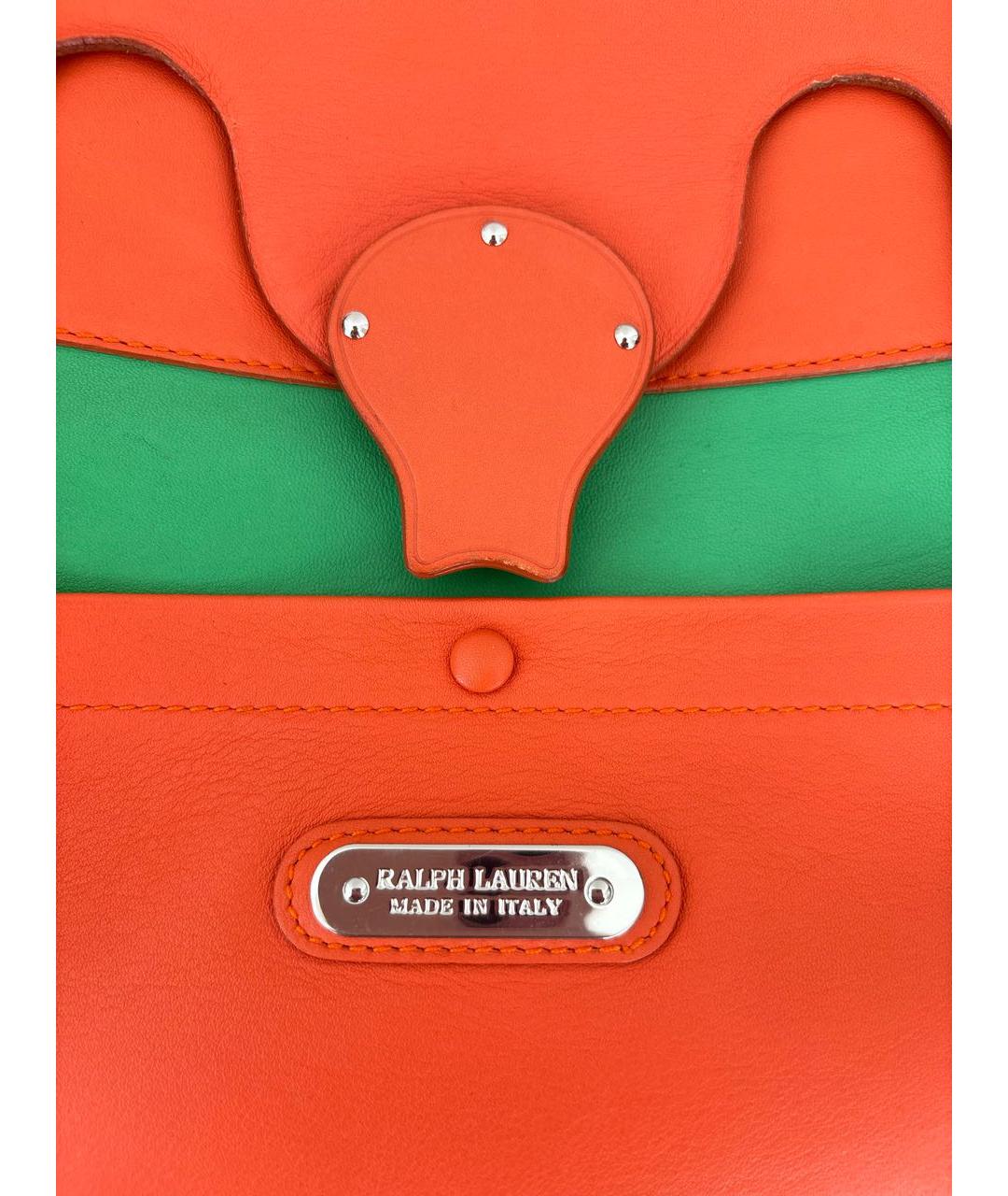 RALPH LAUREN Оранжевая кожаная сумка с короткими ручками, фото 8