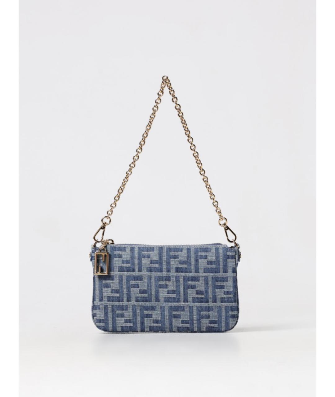 FENDI Синяя тканевая сумка через плечо, фото 4