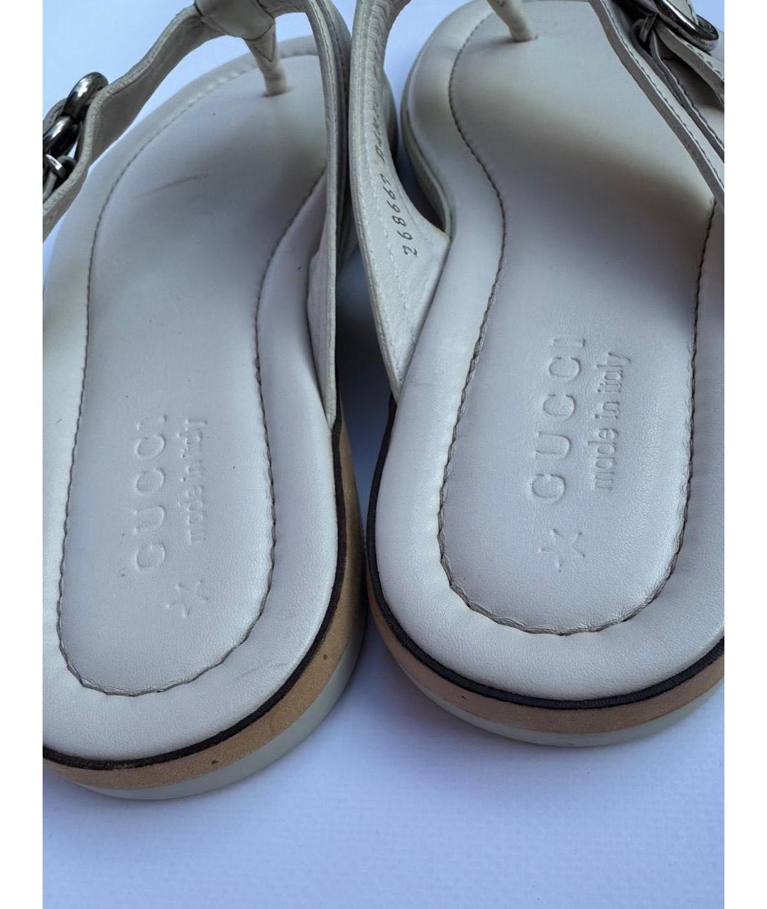 GUCCI Белые кожаные шлепанцы, фото 3