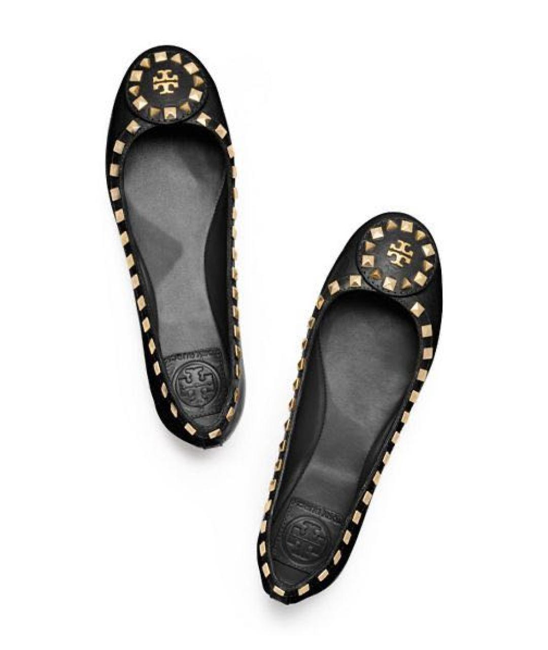 TORY BURCH Черные кожаные балетки, фото 2