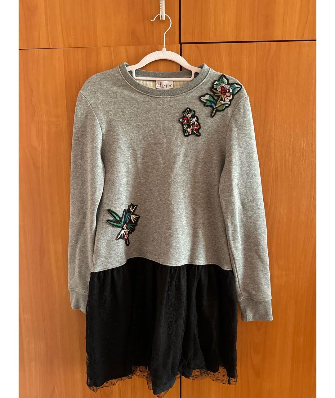 RED VALENTINO Серое хлопковое повседневное платье, фото 8