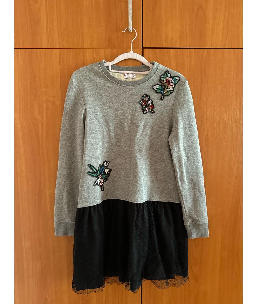 RED VALENTINO Серое хлопковое повседневное платье, фото 6