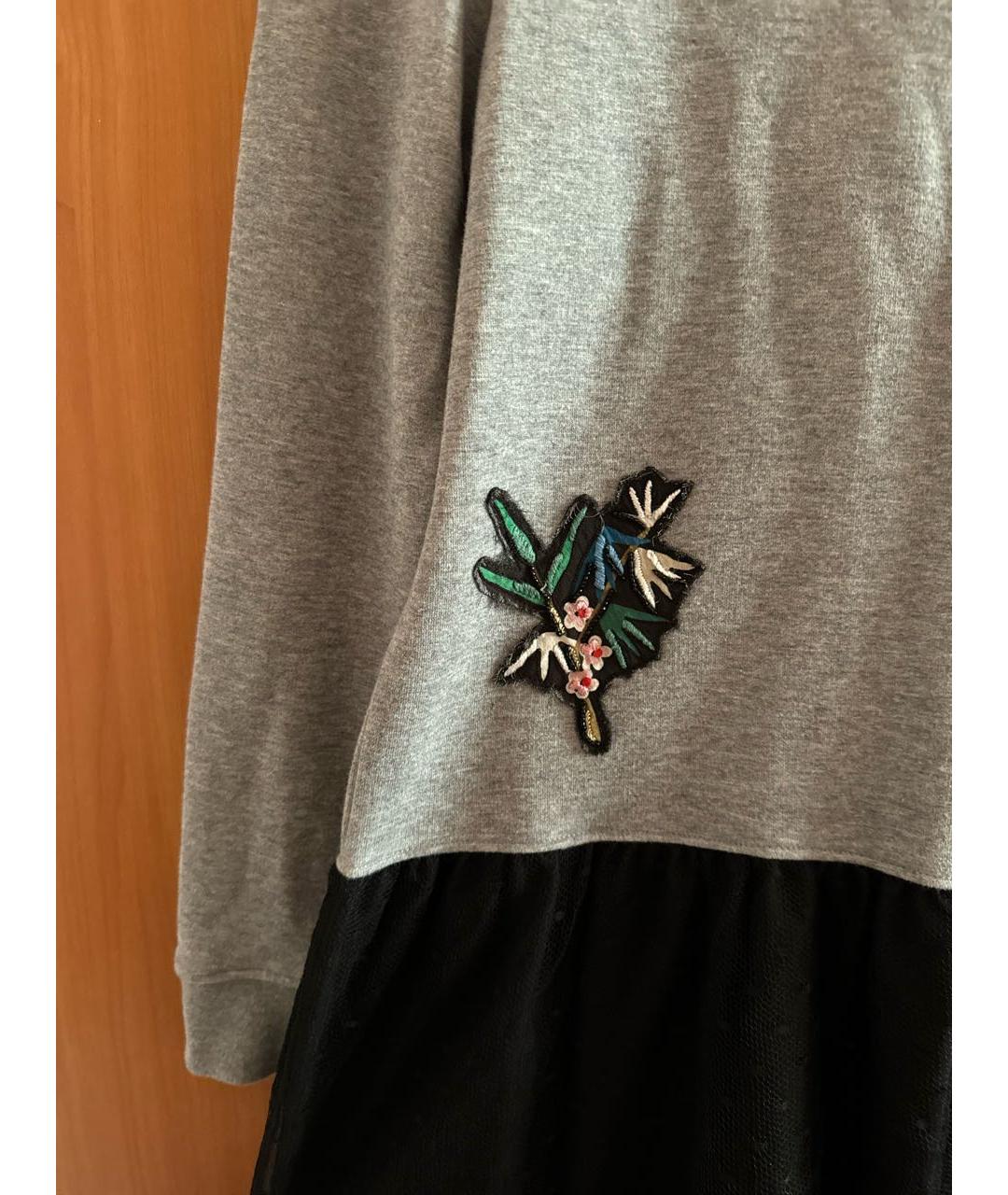 RED VALENTINO Серое хлопковое повседневное платье, фото 4