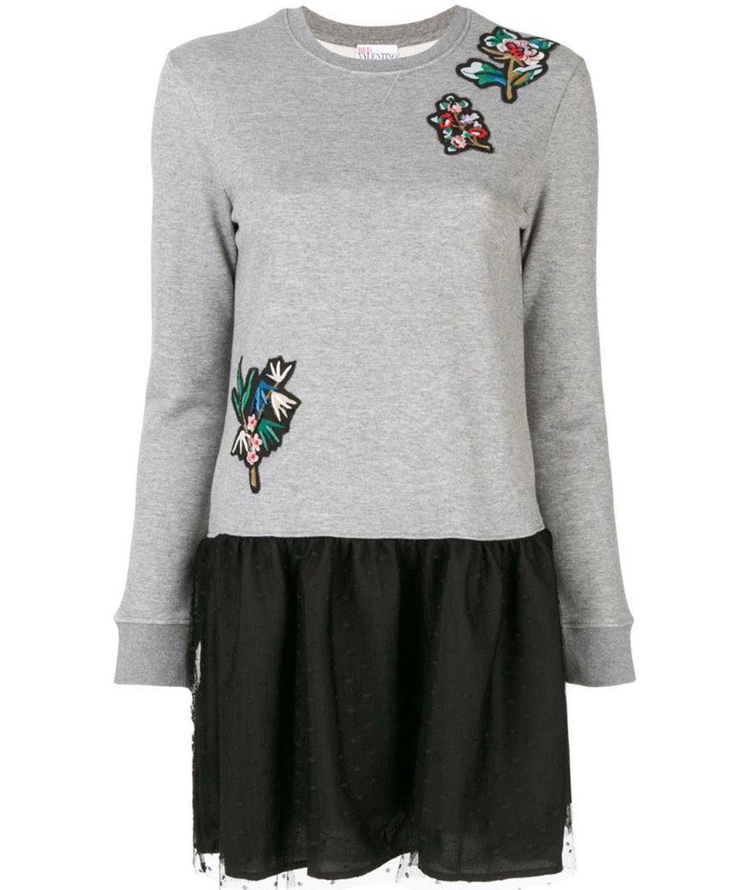 RED VALENTINO Серое хлопковое повседневное платье, фото 1