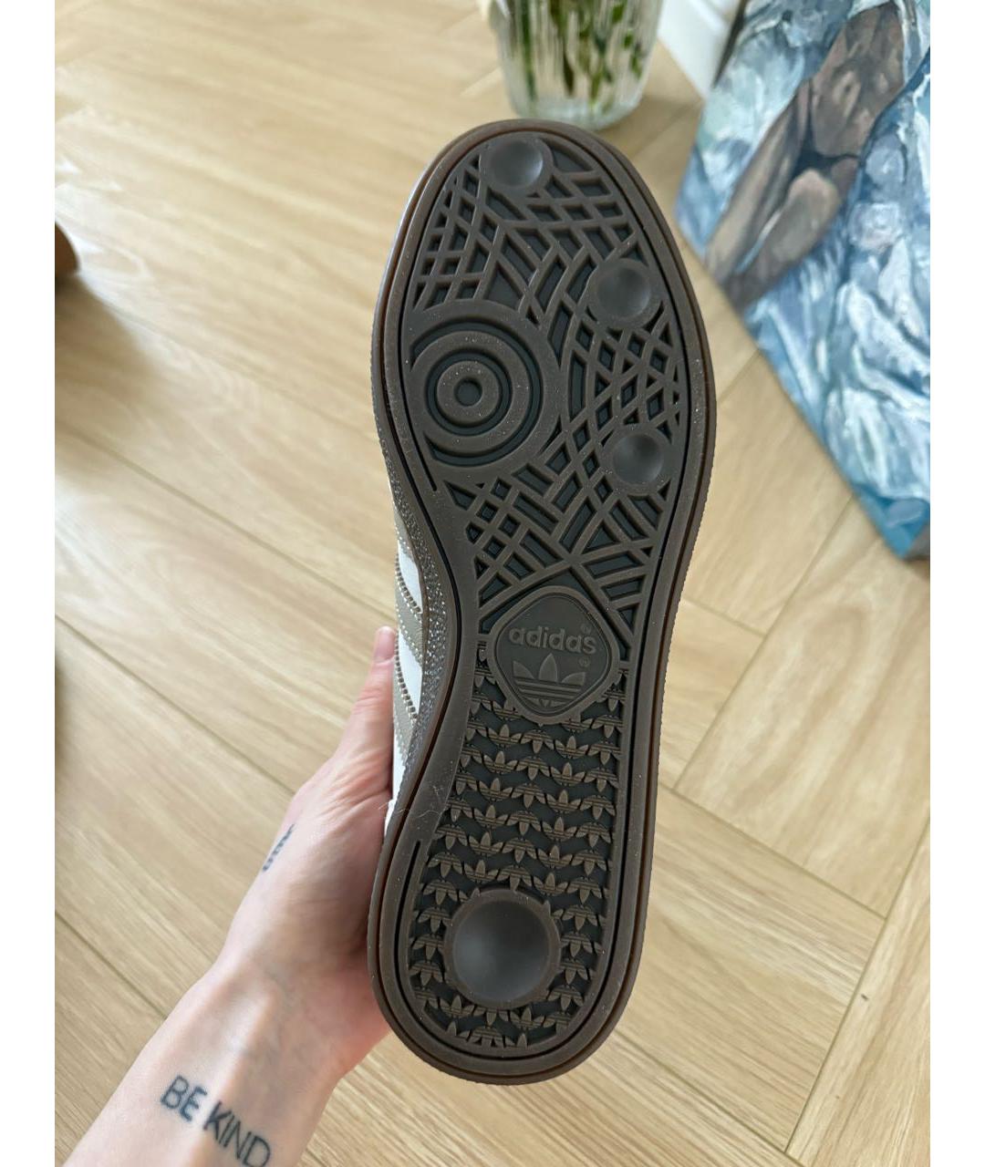 ADIDAS Бежевые кожаные кеды, фото 4