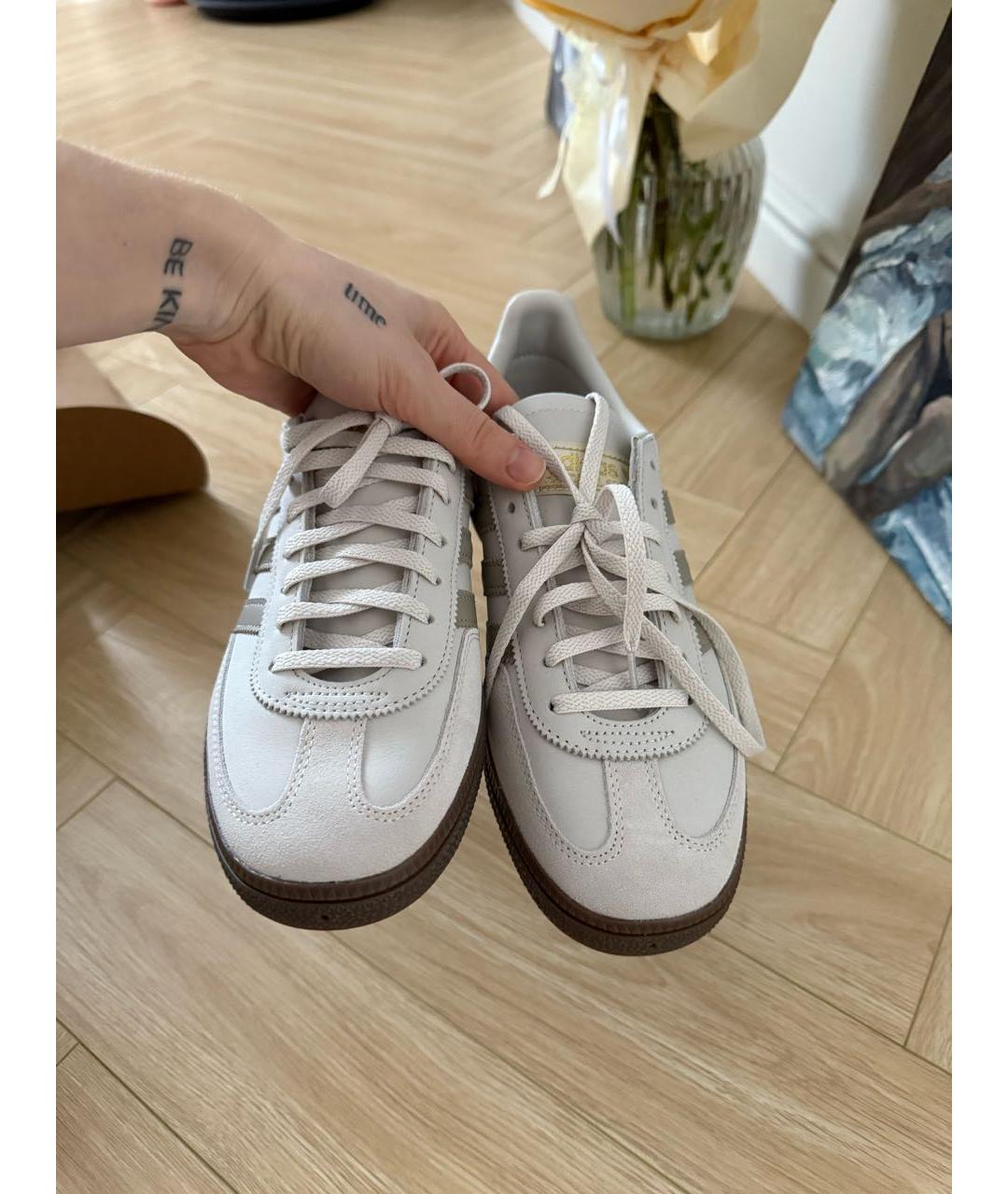 ADIDAS Бежевые кожаные кеды, фото 2