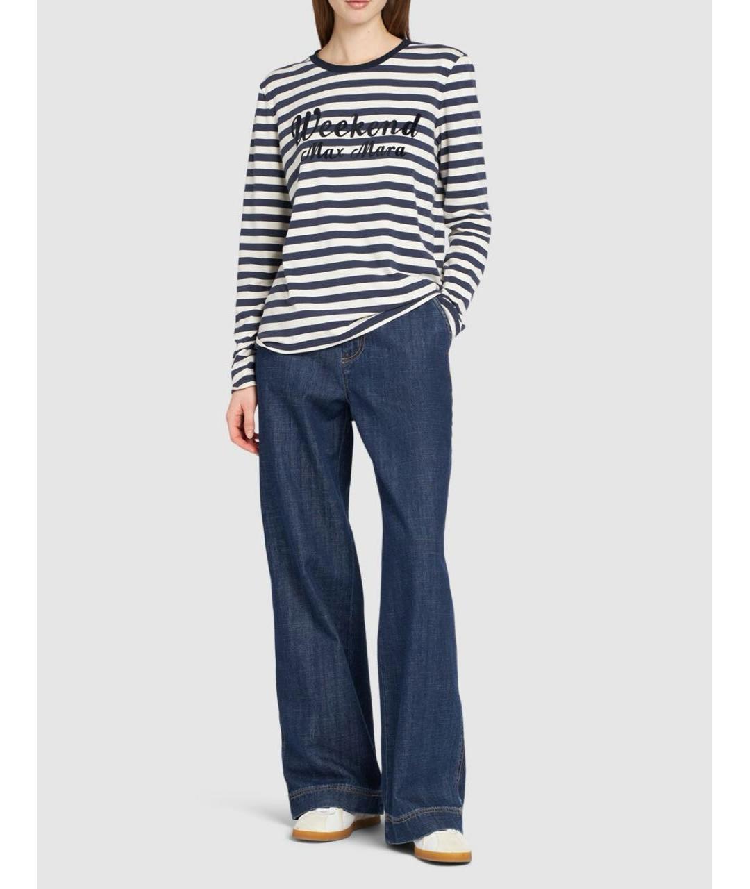 WEEKEND MAX MARA Синий хлопко-эластановый джемпер / свитер, фото 2