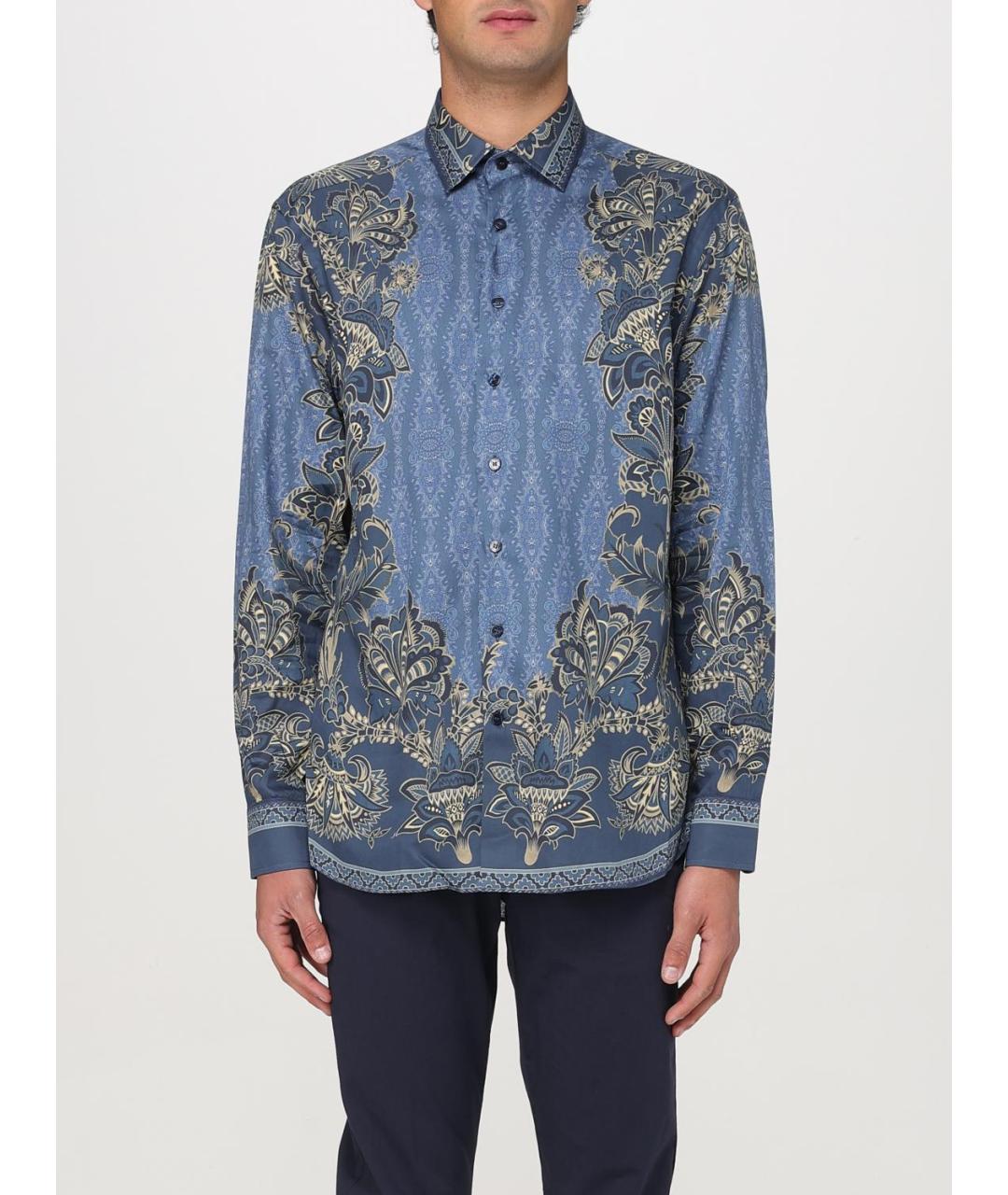ETRO Синяя хлопковая кэжуал рубашка, фото 2
