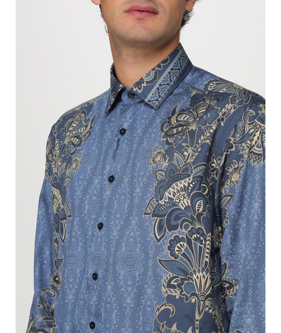 ETRO Синяя хлопковая кэжуал рубашка, фото 6