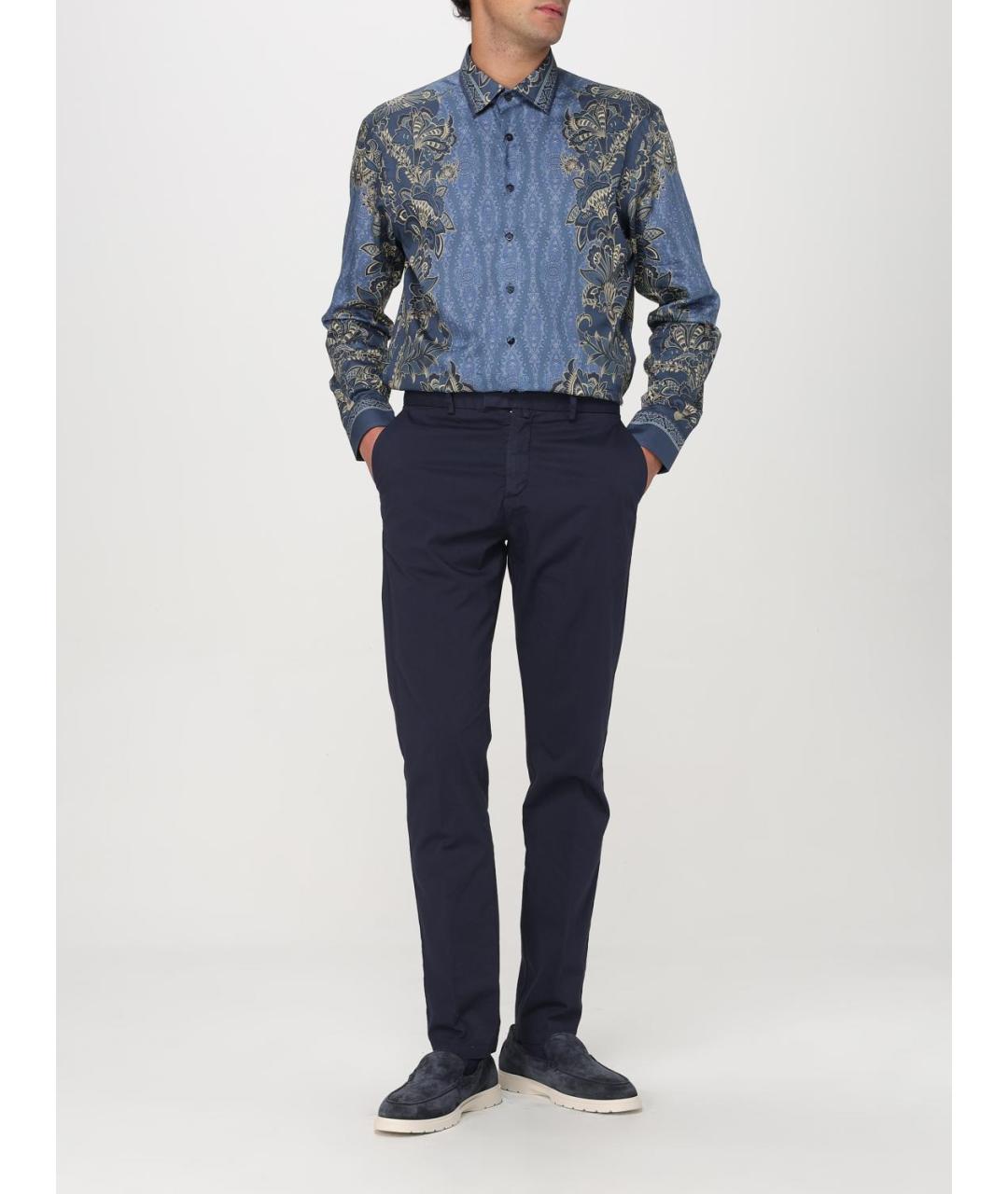 ETRO Синяя хлопковая кэжуал рубашка, фото 3