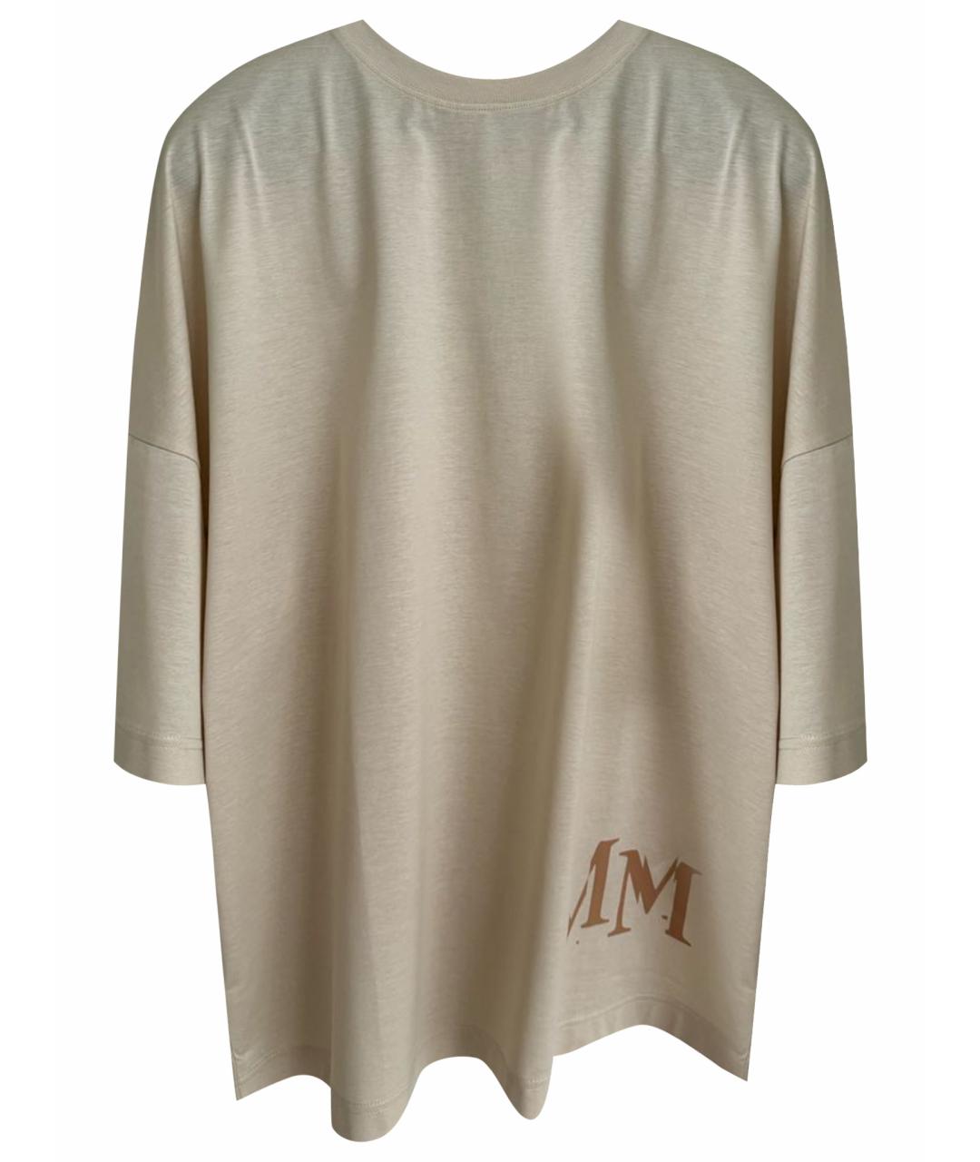 MAX MARA Бежевая хлопковая футболка, фото 1