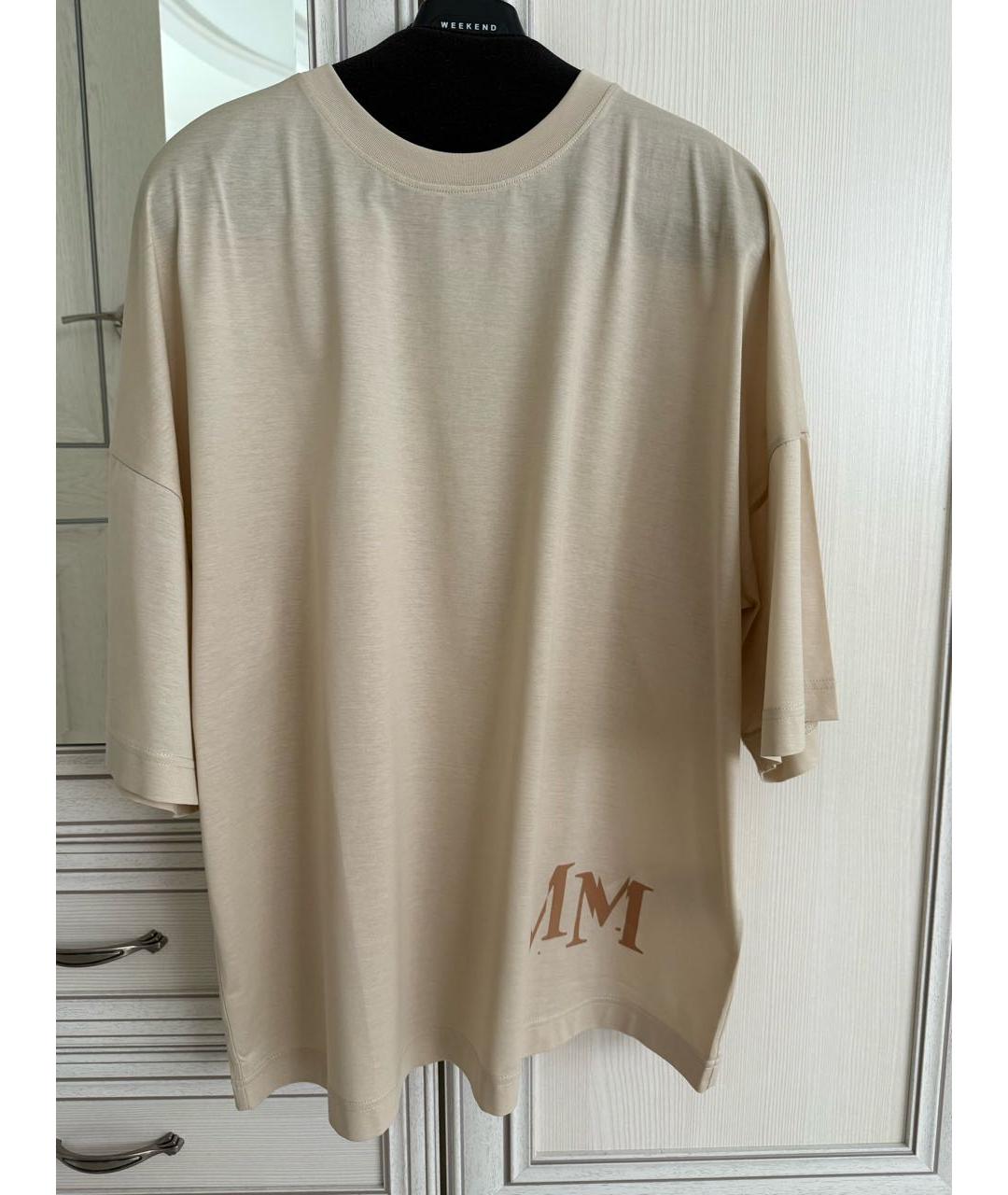MAX MARA Бежевая хлопковая футболка, фото 6