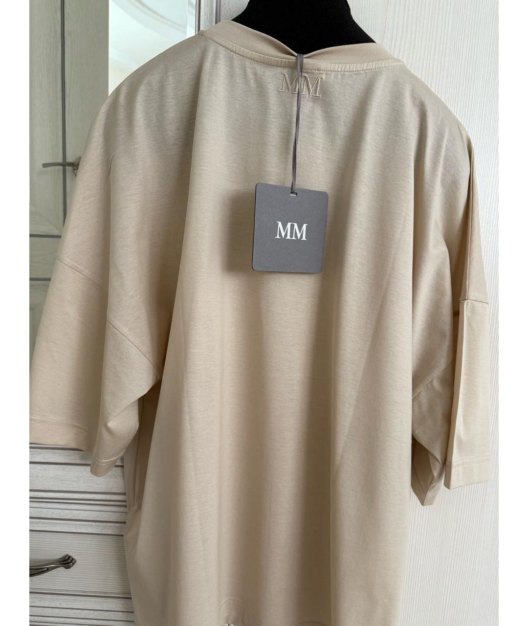 MAX MARA Бежевая хлопковая футболка, фото 4
