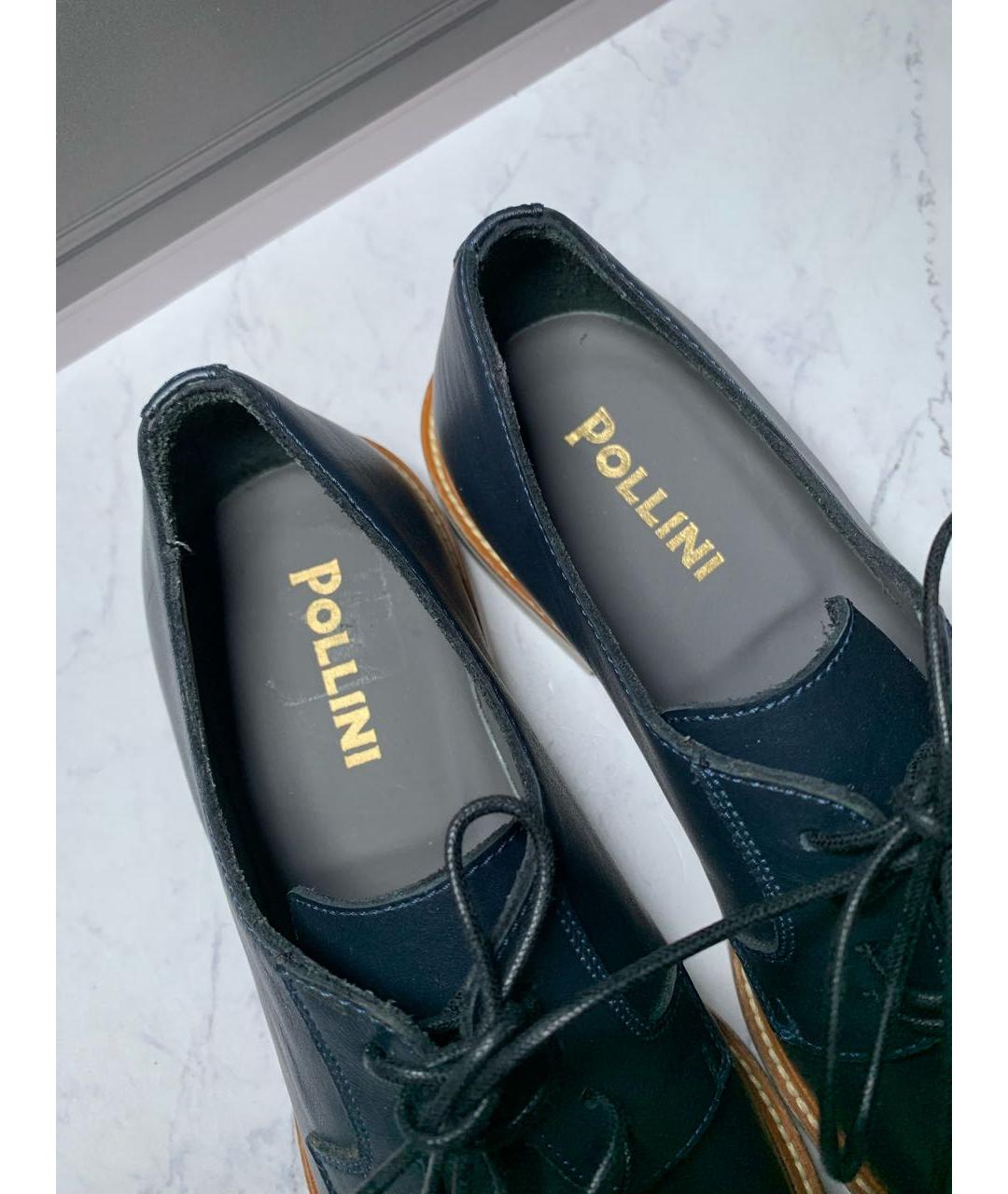 POLLINI Темно-синие кожаные брогги и оксфорды, фото 7