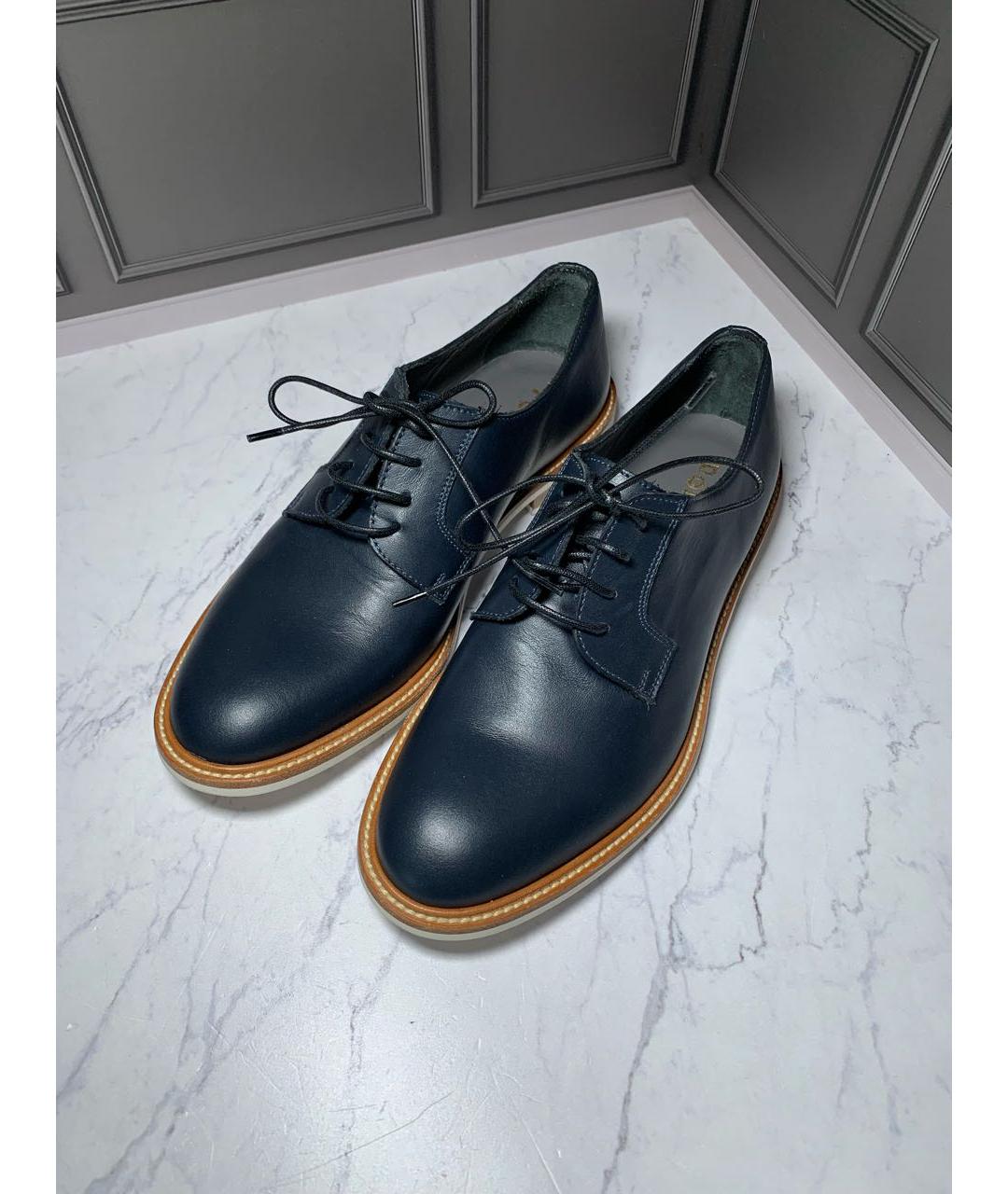 POLLINI Темно-синие кожаные брогги и оксфорды, фото 2