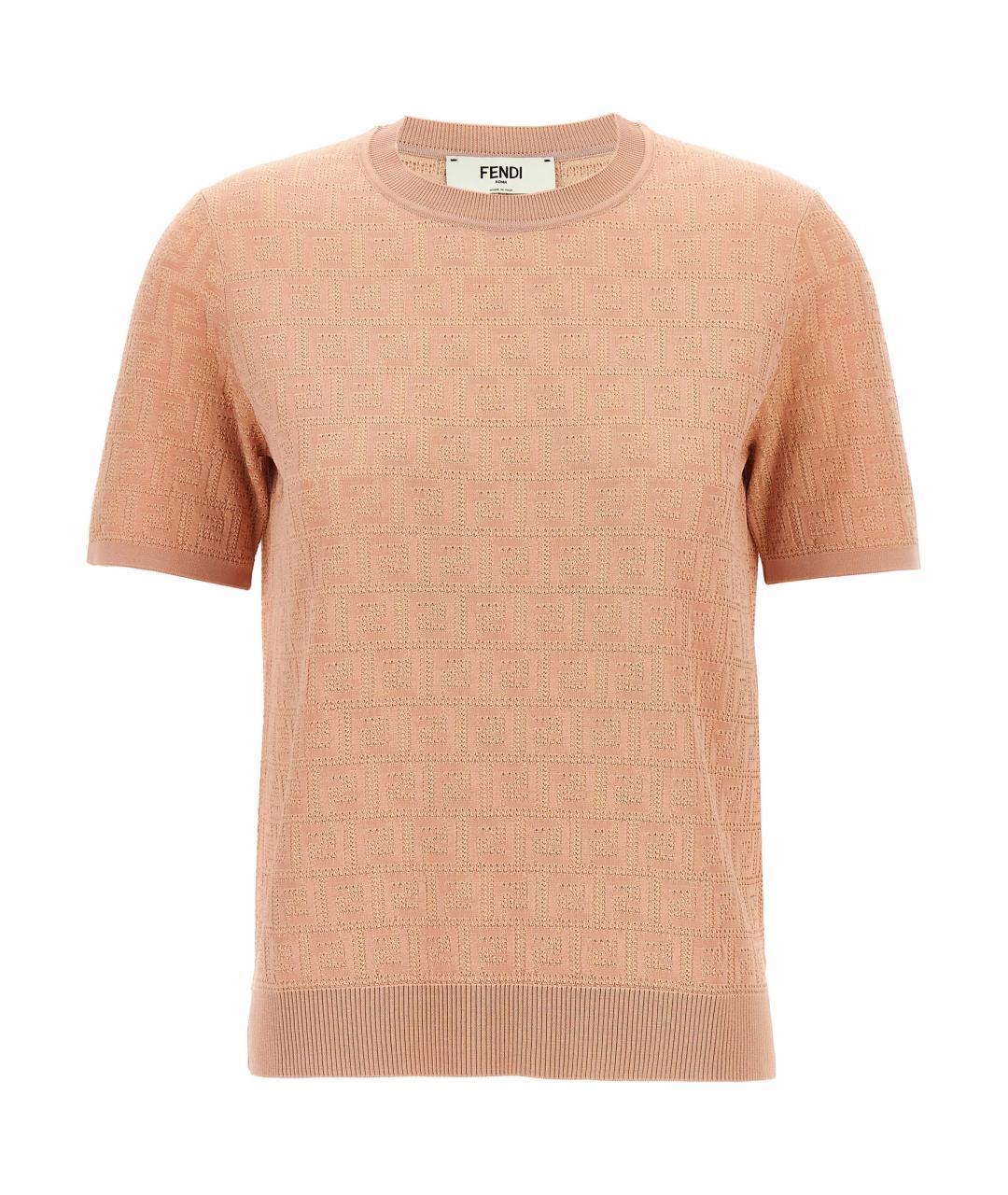 FENDI Розовая хлопковая футболка, фото 1